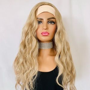 Blonde Tan Color “Put On & Go” Premium Fiber Headband Wig